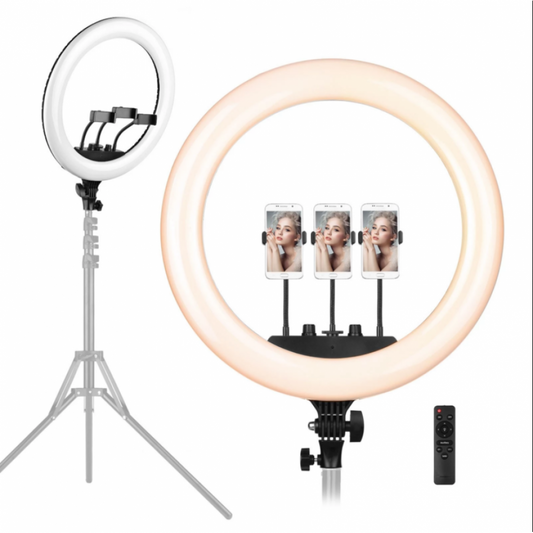 14" Selfie Ring Light with 3 Cell Phone Holder, Remote Controller, and 76" Adjustable Stand