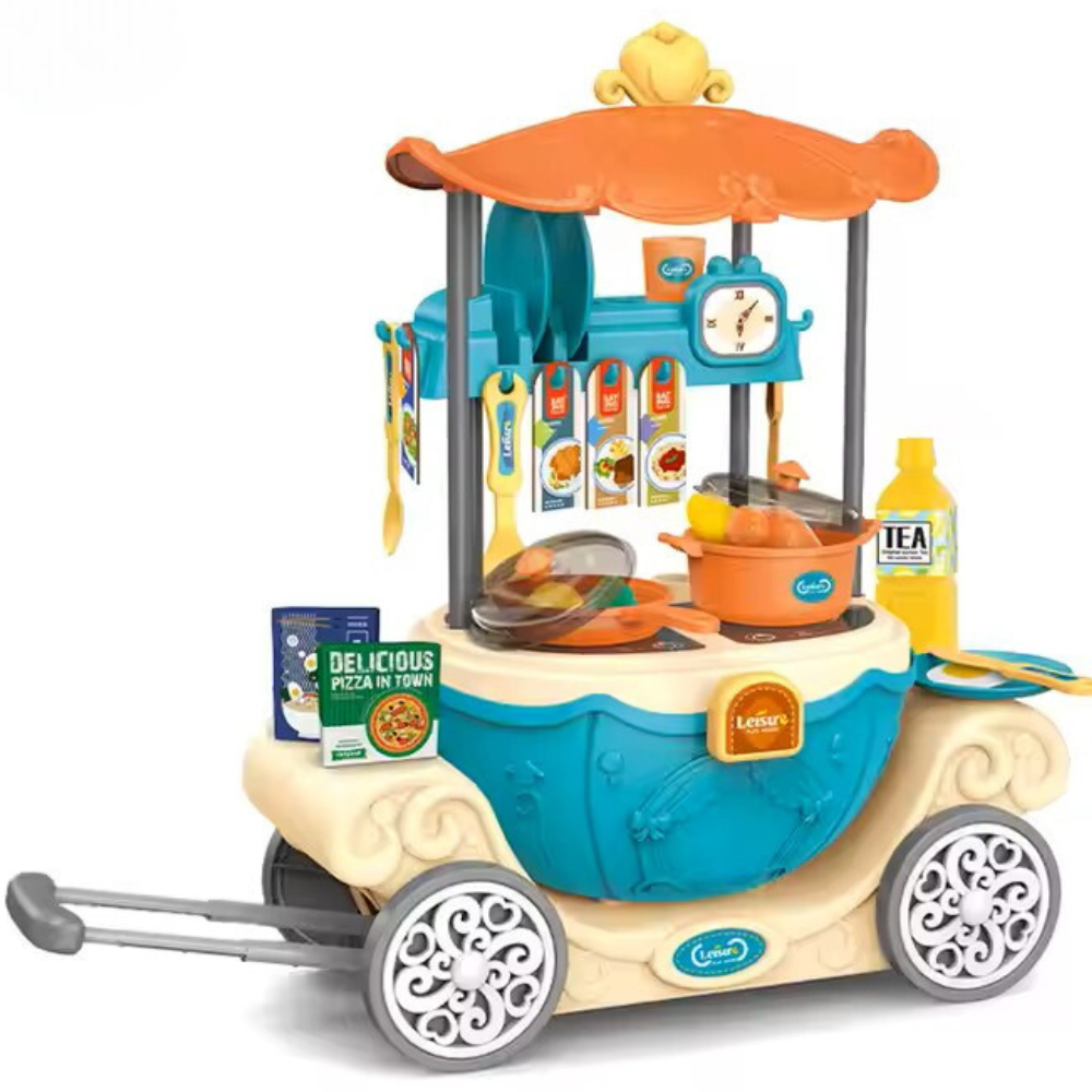 6-in-1 Multifunction Cooking Food Cart – Roleplay Kitchen & Travel Case for Kids