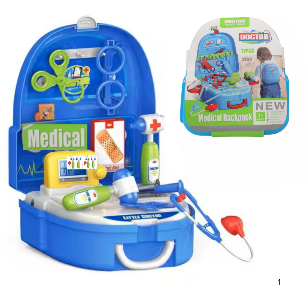 Kids' Doctor Medical Backpack – 2-in-1 Pretend Play Set (17 Pieces)