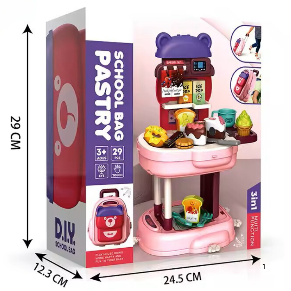 3-in-1 Pastry Play Set Backpack – DIY School Bag Bakery  Toy (29 pcs)