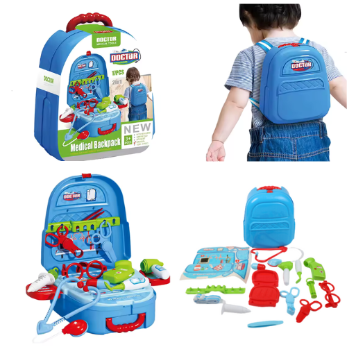 Kids' Doctor Medical Backpack – 2-in-1 Pretend Play Set (17 Pieces)