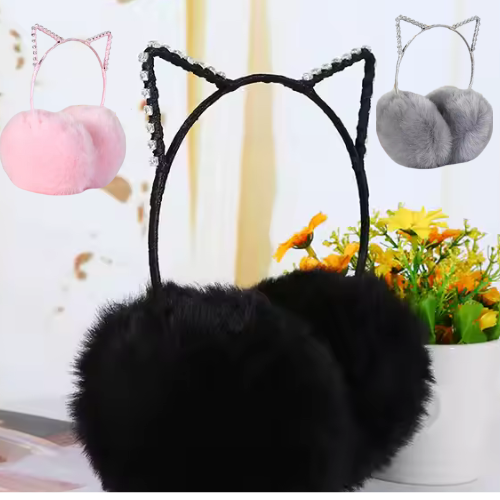 "Cat Ear Fluffy Earmuffs – Stylish, Warm & Adorable Winter Accessory"  This title highlights the fashionable cat-ear design, **cozy warmth, and **cute aesthetic to a
