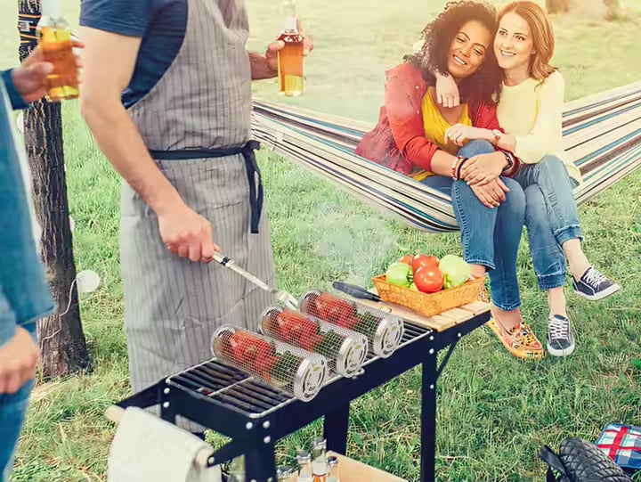 Rolling Grilling Baskets for Outdoor Grilling BBQ Grill Basket Stainless