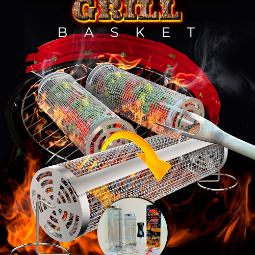 Rolling Grilling Baskets for Outdoor Grilling BBQ Grill Basket Stainless