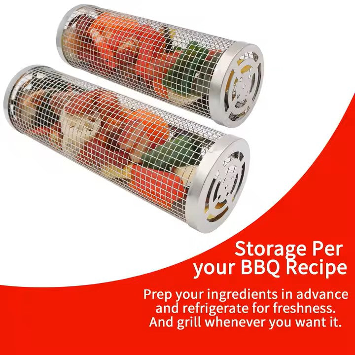 Rolling Grilling Baskets for Outdoor Grilling BBQ Grill Basket Stainless