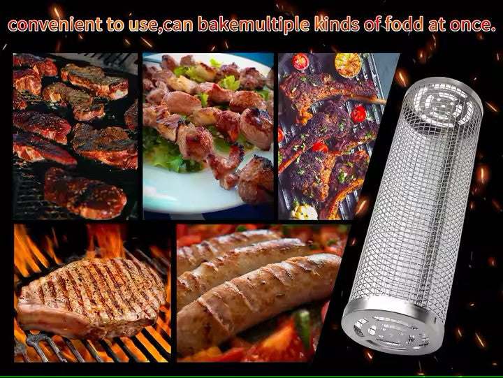 Rolling Grilling Baskets for Outdoor Grilling BBQ Grill Basket Stainless