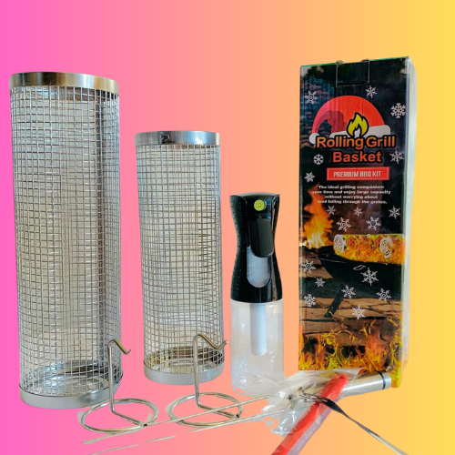 Rolling Grilling Baskets for Outdoor Grilling BBQ Grill Basket Stainless